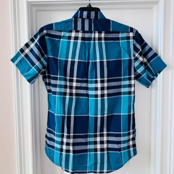 “THE CLASSIC SHIRT” BY OLD NAVY MEN’S SLIM FIT BRIGHT BLUE PLAID SIZE MEDIUM - Picture 4 of 6